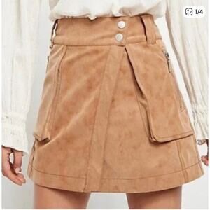 Free People / Carson Faux Leather Utility Wrap Skirt / Sz 8